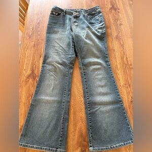 Y2K ANGEL BRAND DARK GREY FLARE JEANS SIZE 10